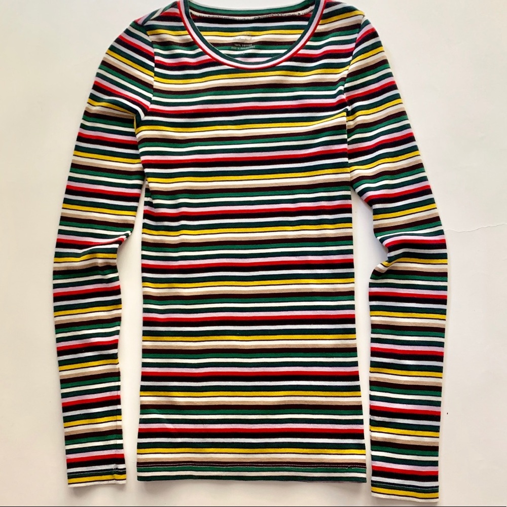 NWT JCrew long sleeve multi colored striped t! 🥰